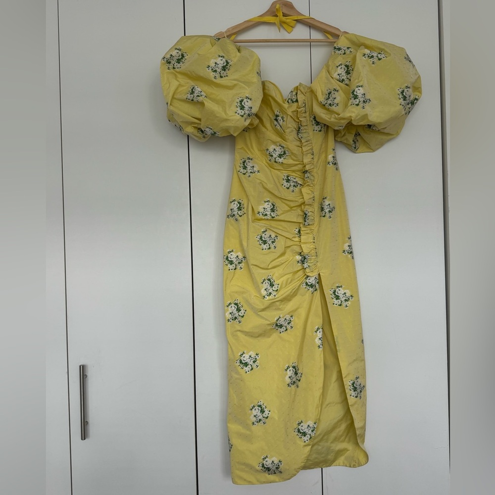Chic Yellow Floral Midi Dress